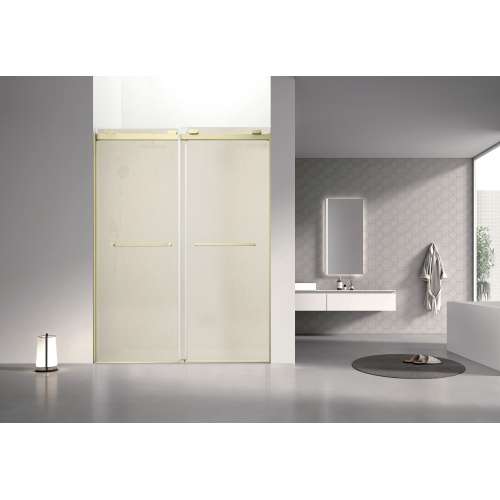 OBPT608009GP-CB Olenna 60-in x 80-in Bypass Shower Door With 11/32-in Golden Sparkling Glass And Riley Handles, Champagne Bronze