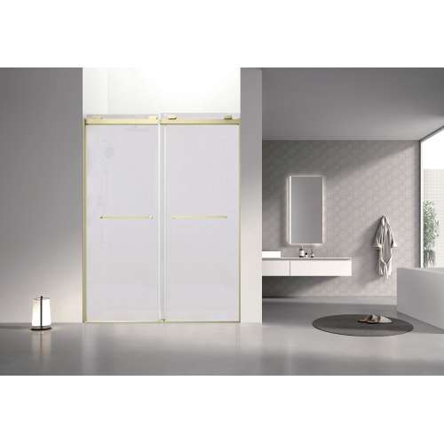OBPT608009SP-CB Olenna 60-in x 80-in Bypass Shower Door With 11/32-in Silver Sparkling Glass And Riley Handles, Champagne Bronze