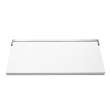 Preston flip-up fold-down ADA compliant padded shower seat in white and brushed stainless, 34 in. W x 15 in. D, by Transolid, PPS1534UP-01BS