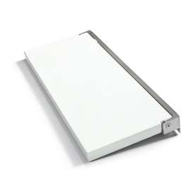 Preston flip-up fold-down ADA compliant padded shower seat in white and polished chrome, 34 in. W x 15 in. D, by Transolid, PPS1534UP-01PC