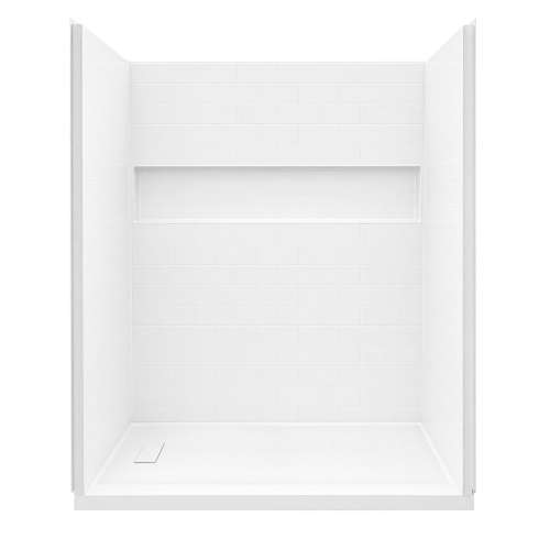 Transolid Ravena 60 x 30 in. SMC Alcove Shower Kit with Base, Left-Hand Drain, White, RFSK6030L-31