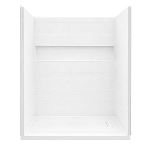Transolid Ravena 60 x 30 in. SMC Alcove Shower Kit with Base, Right-Hand Drain, White, RFSK6030R-31