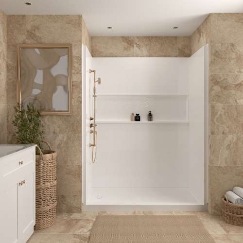 Transolid Ravena 60 x 32 in. SMC Alcove Shower Base, Left-Hand Drain, White, FRN6032L-31