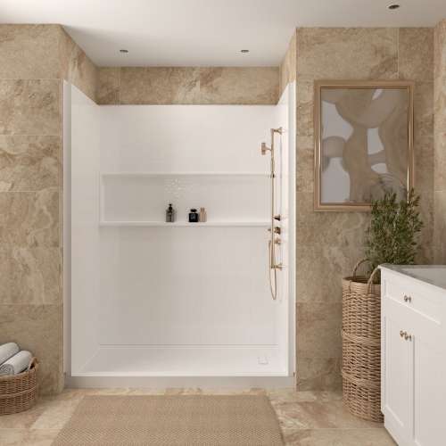 Transolid Ravena 60 x 32 x 77.2 in. 4-Piece SMC Subway Tile Shower Wall Kit, White, RWK603277-31