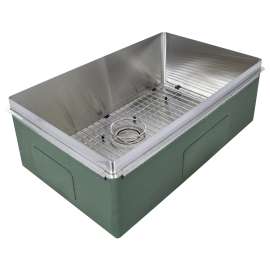 29-in x 18-in x 10-in 18-Gauge Single Bowl Rimless Stainless Steel Kitchen Sink, RSB291810