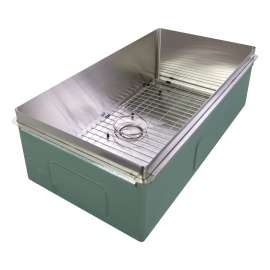 32-in x 17-in x 10-in 18-Gauge Super Single Bowl Rimless Stainless Steel Kitchen Sink, RSS321710