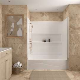 Transolid Ravena 60 x 32 x 60 in. 4-Piece SMC Subway Tile Shower Wall Kit, White, RWK603263-31