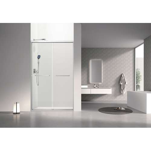 SBP487808C-BS Stratford 48-in x 78-in Bypass Shower Door With 5/16-in Clear Glass And Round Tube Handles, Brushed Stainless