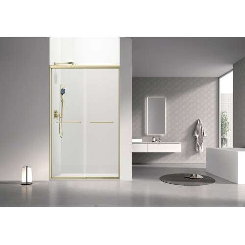 SBP487808C-CB Stratford 48-in x 78-in Bypass Shower Door With 5/16-in Clear Glass And Round Tube Handles, Champagne Bronze