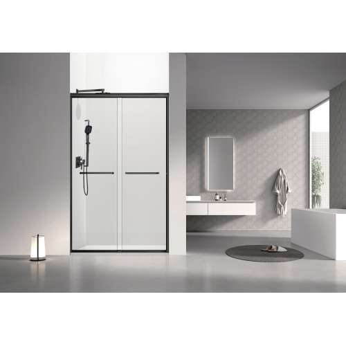 SBP487808C-MB Stratford 48-in x 78-in Bypass Shower Door With 5/16-in Clear Glass And Round Tube Handles, Matte Black