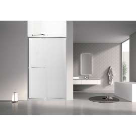 SBP487808F-PC Stratford 48-in x 78-in Bypass Shower Door With 5/16-in Full Frost Glass And Round Tube Handles, Polished Chrome