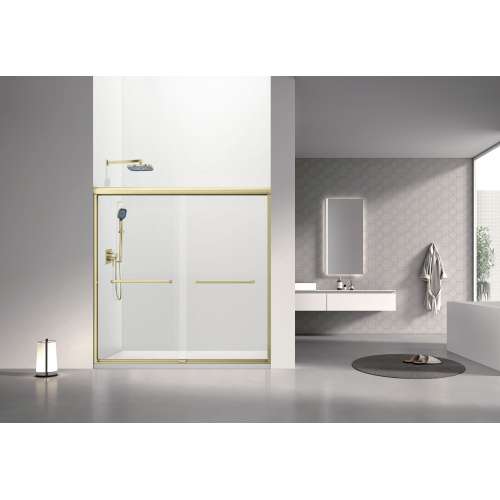 SBP606008C-CB Stratford 60-in x 60-in Bypass Shower Door With 5/16-in Clear Glass And Round Tube Handles, Champagne Bronze