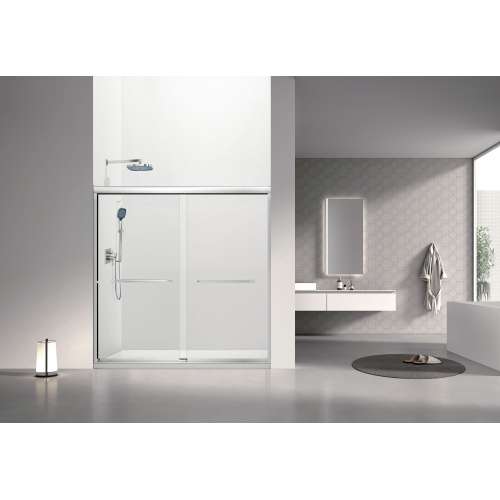 SBP606008C-PC Stratford 60-in x 60-in Bypass Shower Door With 5/16-in Clear Glass And Round Tube Handles, Polished Chrome