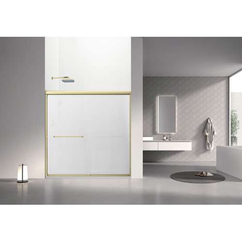 SBP606008F-CB Stratford 60-in x 60-in Bypass Shower Door With 5/16-in Full Frost Glass And Round Tube Handles, Champagne Bronze