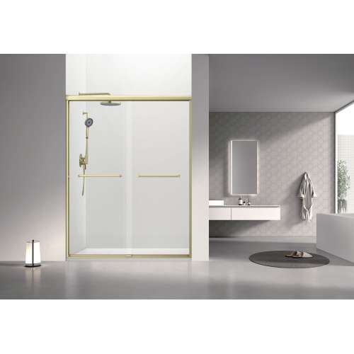 SBP607808C-CB Stratford 60-in x 78-in Bypass Shower Door With 5/16-in Clear Glass And Round Tube Handles, Champagne Bronze