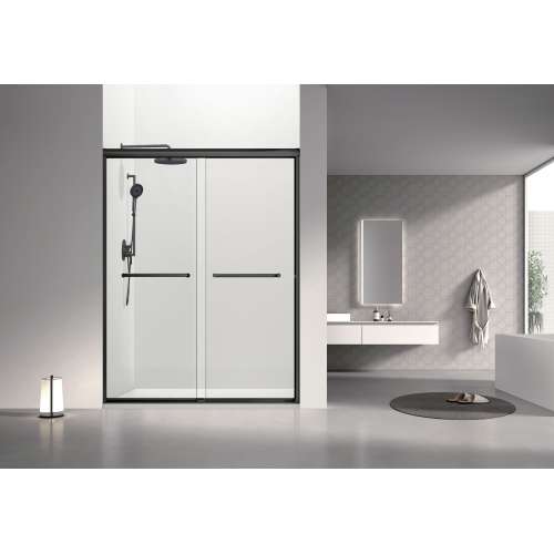 SBP607808C-MB Stratford 60-in x 78-in Bypass Shower Door With 5/16-in Clear Glass And Round Tube Handles, Matte Black