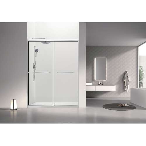SBP607808C-PC Stratford 60-in x 78-in Bypass Shower Door With 5/16-in Clear Glass And Round Tube Handles, Polished Chrome