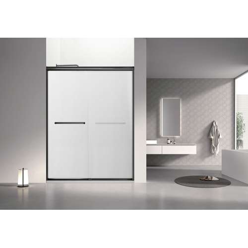 SBP607808F-MB Stratford 60-in x 78-in Bypass Shower Door With 5/16-in Full Frost Glass And Round Tube Handles, Matte Black