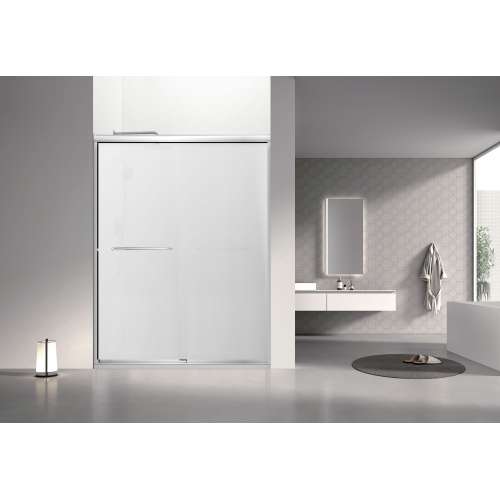 SBP607808F-PC Stratford 60-in x 78-in Bypass Shower Door With 5/16-in Full Frost Glass And Round Tube Handles, Polished Chrome