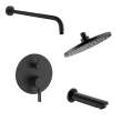 KTAFS603660R-28MB 60-in x 36-in x 80-in 7-Piece Glue-on Saramar Shower/Tub Kit with Door Faucet and Accessories, Cashew/Matte Black