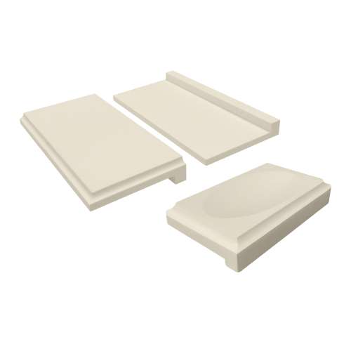 8-in x 4-in x 1-in Solid Surface Shower Shelf and 5-in x 3-in x 1-in Solid Surface Soap Dish Kit, Cameo/Biscuit, ESSTK8-02