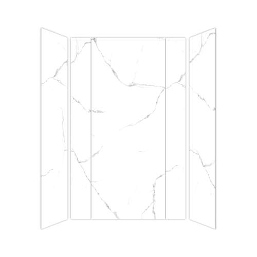 Transolid TWKEC603696-KI01H Titan Eco 60-in x 36-in x 96-in 3-Piece Shower Wall Kit, White Caruso (Honed)