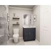 30-in x 21-in x 35-in Ready To Assemble Shaker Vanity Combo Base Cabinet With Three Drawers on Left, Navy Blue