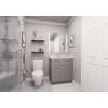 30-in x 21-in x 35-in Ready To Assemble Shaker Double Door Double Drawer Front Vanity Sink Base Cabinet, Light Grey