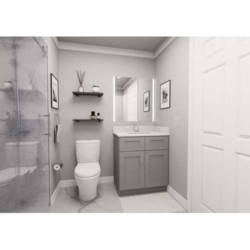 30-in x 21-in x 35-in Ready To Assemble Shaker Double Door Double Drawer Front Vanity Sink Base Cabinet, Light Grey
