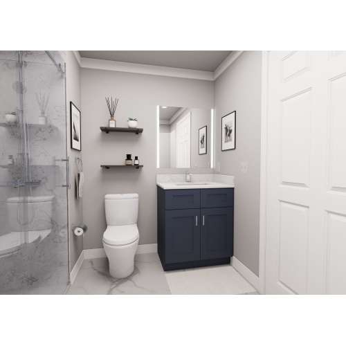 30-in x 21-in x 35-in Ready To Assemble Shaker Double Door Double Drawer Front Vanity Sink Base Cabinet, Navy Blue