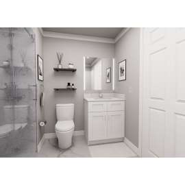 30-in x 21-in x 35-in Ready To Assemble Shaker Double Door Double Drawer Front Vanity Sink Base Cabinet, White