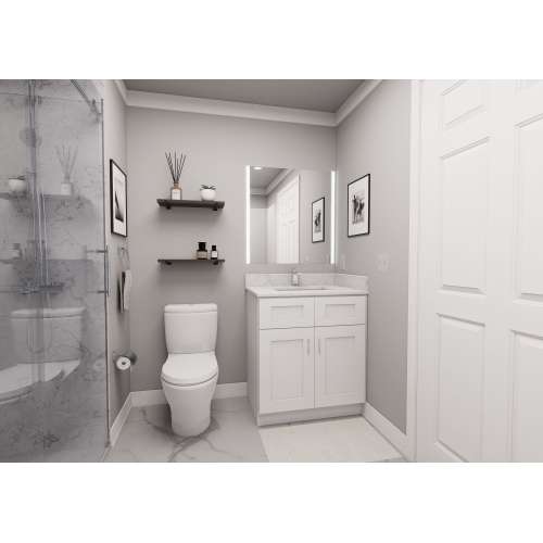 30-in x 21-in x 35-in Ready To Assemble Shaker Double Door Double Drawer Front Vanity Sink Base Cabinet, White