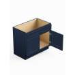30-in x 21-in x 35-in Ready To Assemble Shaker Double Door Double Drawer Front Vanity Sink Base Cabinet, Navy Blue