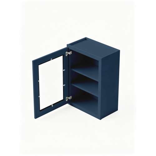 15 in. x 30 in. Ready to Assemble Wall Cabinet with Single Remington Frame Clear Glass Door, Navy Blue, W1530GD-RTA-FR01-NB-C