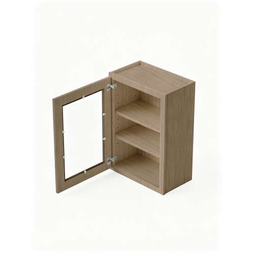 15 in. x 30 in. Ready to Assemble Wall Cabinet with Single Remington Frame Clear Glass Door, Tan Wood, W1530GD-RTA-FR01-TW-C