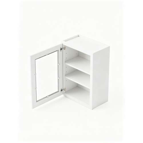 15 in. x 30 in. Ready to Assemble Wall Cabinet with Single Remington Frame Clear Glass Door, White, W1530GD-RTA-FR01-WH-C