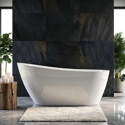 Aaliyah Grande 66-7/8 in. x 30-3/4 in. Freestanding Flatbottom Soaking Bathtub in Gloss White with Reversible EZ-Click End Drain, 28-3/8 in. Soak Depth, 71.4-Gallon, 100% Acrylic