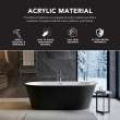 K-AFTM6731-M3109 Maris Grande 67-in x 31-in x 23-in Freestanding Acrylic Bathtub Kit With Center Drain And Bath Pillow, Black/White (Matte)