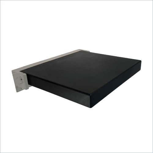 Preston flip-up fold-down padded shower seat in black and brushed stainless, 14 in. W x 13.75 in. D, by Transolid, PPS1414UP-09BS