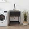 TFH-2522-MB 25-in. Stainless Steel Laundry Sink with Wash Stand in Matte Black