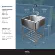 TFH-2522-SS 25-in. Stainless Steel Laundry Sink with Wash Stand in Brushed Satin