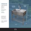 TFH-3622-SS 36-in. Stainless Steel Laundry Sink with Wash Stand in Brushed Satin