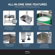 TFH-3622-SS 36-in. Stainless Steel Laundry Sink with Wash Stand in Brushed Satin