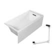 UATLN603220-R-MB Unity 60-in x 32-in x 20-in Alcove Acrylic Bathtub Kit With Right Hand Drain, White/Matte Black