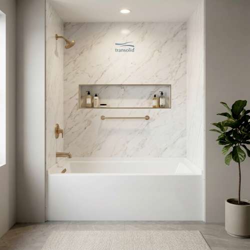 UATLN603020-L-CB Unity 60-in x 30-in x 20-in Alcove Acrylic Bathtub Kit With Left Hand Drain, White/Champagne Bronze