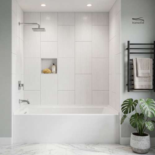UATLN603020-L-PC Unity 60-in x 30-in x 20-in Alcove Acrylic Bathtub Kit With Left Hand Drain, White/Polished Chrome