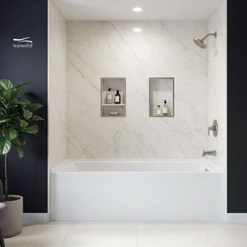 UATLN603220-R-BN Unity 60-in x 32-in x 20-in Alcove Acrylic Bathtub Kit With Right Hand Drain, White/Brushed Nickel