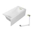 UATLN603220-R-CB Unity 60-in x 32-in x 20-in Alcove Acrylic Bathtub Kit With Right Hand Drain, White/Champagne Bronze