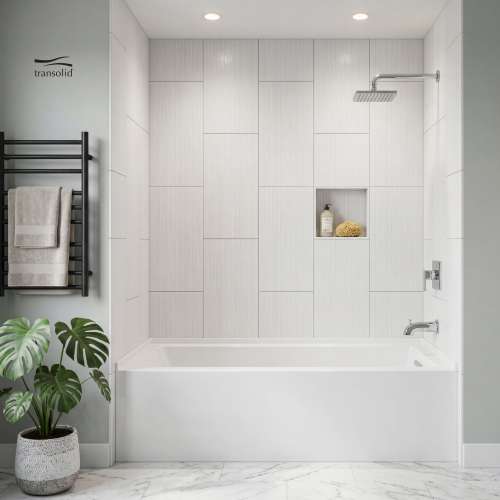 UATLN603220-R-PC Unity 60-in x 32-in x 20-in Alcove Acrylic Bathtub Kit With Right Hand Drain, White/Polished Chrome