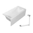UATLN603220-R-PC Unity 60-in x 32-in x 20-in Alcove Acrylic Bathtub Kit With Right Hand Drain, White/Polished Chrome